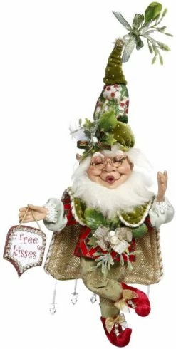 Mark Roberts Mistletoe Mischief Elf With Free Kisses Sign - 12"