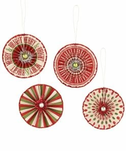 Bethany Lowe Merry & Bright Rosette Ornaments New!