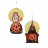 Bethany Lowe Moon Owl & Witch Halloween Ornaments