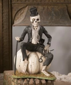TheHolidayBarn.com Mr. Skeleton On Pumpkin New!