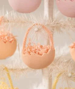 Bethany Lowe New! Orange Cracked Egg Basket Ornaments, Set Of 6