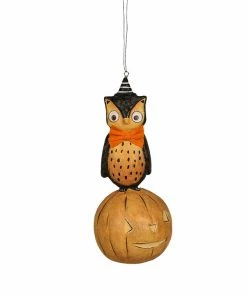 Bethany Lowe Owlbert Owl On Pumpkin Ornament New!