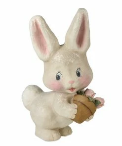 Bethany Lowe Paper Mache Bunny With Flowers New!