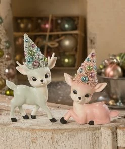 Bethany Lowe New! Pastel Reindeer With Trees