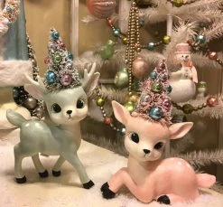 Bethany Lowe New! Pastel Reindeer With Trees