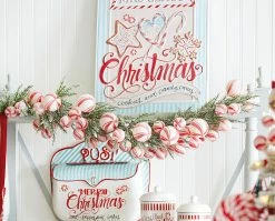 Raz New! Peppermint Candy Swirl Ball Garland