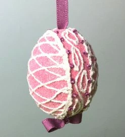 TheHolidayBarn.com Pink Sugar Lattice Egg Ornament