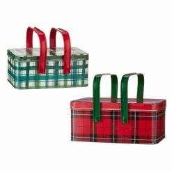 Raz Holiday Plaid Picnic Tins