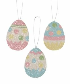 Bethany Lowe Polka Dot Egg Ornaments, Glittered Tin