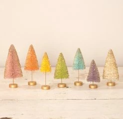 Bethany Lowe New! Pastel Rainbow Bottle Brush Trees