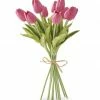 K&K Interiors Realistic Tulips, Fuchsia
