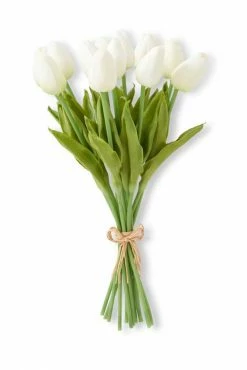 K&K Interiors New! Faux White Tulip Bunch