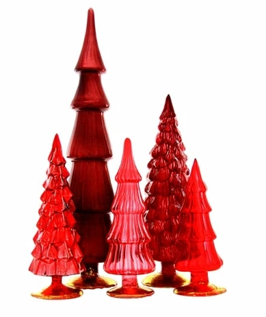 Cody Foster New! Red Candy Glass Trees, Large 3 Cody Foster New! Red Candy Glass Trees, Large