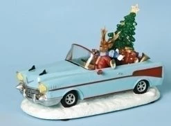 The Holiday Barn Reindeer In Retro Car Christmas Music Boxes