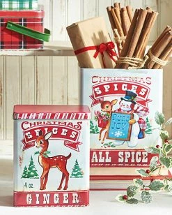 Raz New! Retro Christmas Spice Tins