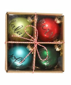 Bethany Lowe Retro Holiday Greetings Ball Ornaments