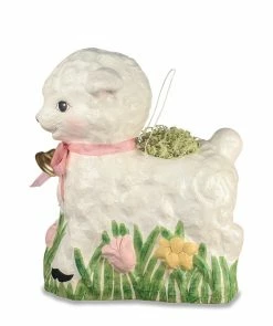 Bethany Lowe Retro Lamb Bucket, Paper Mache