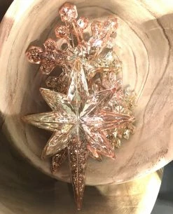 One Hundred 80 Degrees Christmas Glitter Filled Rose Gold Snowflake And Star Ornaments & Bowl Fillers