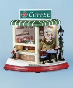 The Holiday Barn Santa's Coffee Shop Music Box