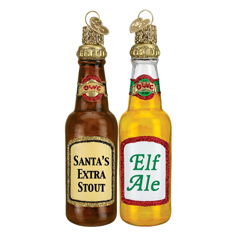 Old World Christmas Christmas Beer Bottle Ornaments 4 Old World Christmas Christmas Beer Bottle Ornaments