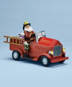 The Holiday Barn Santa's Fire Truck Music Box