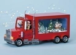The Holiday Barn Santa's Red Tractor Music Box