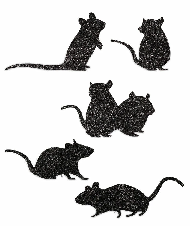 Bethany Lowe Scampering Mice Silhouettes, Glittered 3 Bethany Lowe Scampering Mice Silhouettes, Glittered