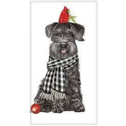 Mary Lake-Thompson Schnauzer With Cardinal Flour Sack Towel