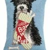 TheHolidayBarn.com Scruffy's Christmas Stocking Treats Hooked Pillow