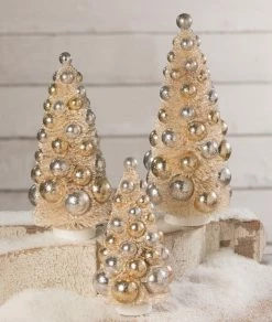 Bethany Lowe New! Silver & Gold Bottle Brush Trees