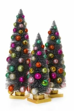 Cody Foster New! Silver Bristle Trees With Multi-Color Ornaments