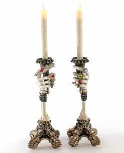 New! Katherine's Collection Skeleton Hand Candlestick Holders