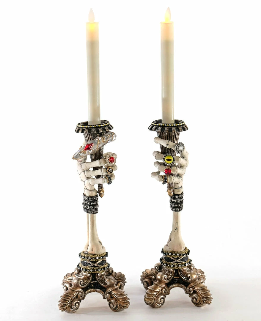 New! Katherine's Collection Skeleton Hand Candlestick Holders 3 New! Katherine's Collection Skeleton Hand Candlestick Holders