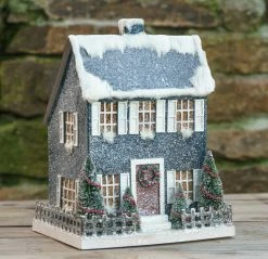 Ragon House New! Saltbox Putz House, Slate Blue