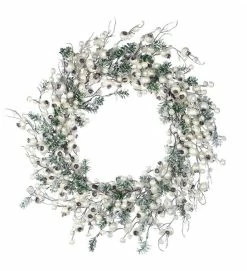 Napco Snowy Pearl Crabapple And Boxwood Wreath