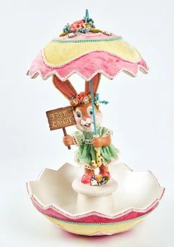 Katherine's Collection New! Spring Showers Bunny With Umbrella Candy Dish