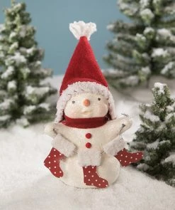 Bethany Lowe Stocking Snowman Figurine New!