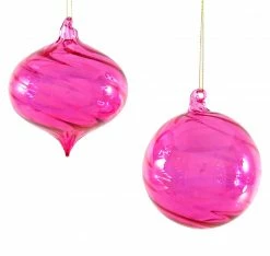 Katherine's Collection Fuchsia Pink Twisted Glass Ornaments New!