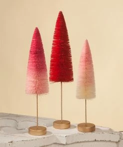 Bethany Lowe Red & Pink Ombre Bottle Brush Trees New!