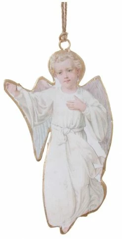 ShiShi Victorian Christmas Heaven's Little Angel Ornament, Decoupage On Metal