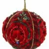 ShiShi Victorian Velvet Rose Ball Ornament, Red New!