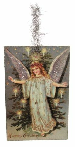 ShiShi Vintage Christmas Angel Postcard Ornament