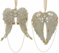 Kurt Adler Christmas Vintage Glamour Angel Wings Ornaments