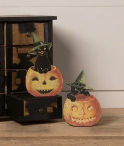 Bethany Lowe Black Cat In Jack O' Lantern Dummy Boards