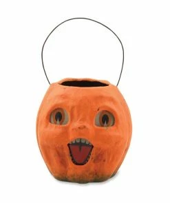 Bethany Lowe Vintage Pumpkin Bucket - Paper Mache