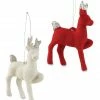 Bethany Lowe Red & White Flocked Reindeer Ornaments 1 Bethany Lowe Red & White Flocked Reindeer Ornaments