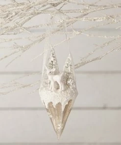 Bethany Lowe New! Winter Fawn Glass Cone Ornament