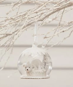 Bethany Lowe Winter White Polar Bear Globe Ornament New!