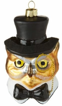 Raz Wise Owl In Top Hat Ornament
