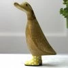 Dcuk New! Wooden Duck With Yellow Welly Boots, Medium 2 Dcuk New! Wooden Duck With Yellow Welly Boots, Medium